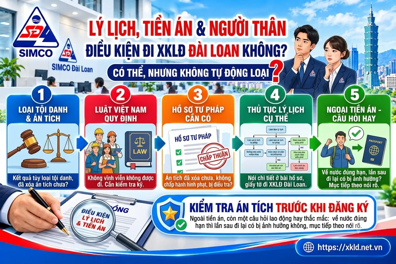 Bảng 5 mục về lý lịch và tiền án: loại tội danh, luật Việt Nam, hồ sơ tư pháp, thủ tục lý lịch, về nước đúng hạn